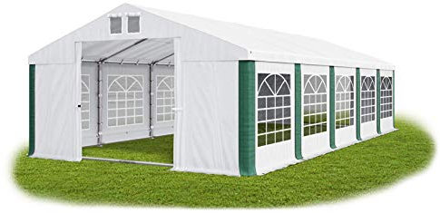 Das Company Tenda per Feste bianco-verde 5x10m Impermeabile 580 g/m2 PVC tetto modulare Costruzione Summer Floor sul Fondo