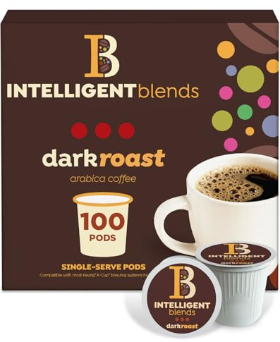 Intelligent Blends Dark Roast Coffee Pods, 100 ct, Single Serve Pods – 100% Arabica Coffee, Compatible with Keurig K Cups Maker