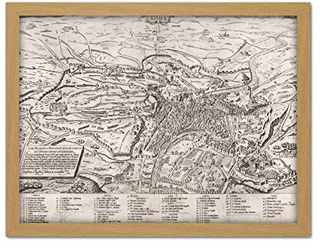 Artery8 Karta Doslo 1561 Topografiskt 1500-tal Rom Stadsplan Konstverk Inramad Väggkonst Tryck 45 x 24 tum