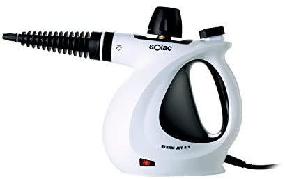 Solac - Nettoyeur vapeur à main LV1301 | 1050W | Réservoir 350 ml | Prêt en 3 min | Câble 3 m | 9 accessoires | Safety Comfort | Poignée ergonomique | Blanc