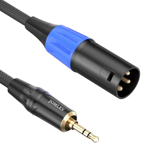 JOMLEY 3.5mm to XLR Cable 3.3FT, XLR to 3.5mm Unbalanced Aux Micphone Cable, 1/8 inch Jack Stereo to XLR Male Cord Adapter for Cell Phone, Laptop, Speaker, Mixer