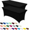 Utopia Kitchen Spandex Tischdecke 2 Pack [6FT, Schwarz] Enge, Passgenaue, Waschbar und Faltenfrei Tischdecke Outdoor für Veranstaltung, Hochzeit, Bankett & Partys [183Lx76Wx76H] cm