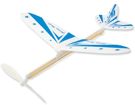 matches21 HOME & HOBBY Flugzeug Flieger mit Gummimotor DIY Holz Bastelset für Kinder ab 8 Jahren Lern-Bausatz