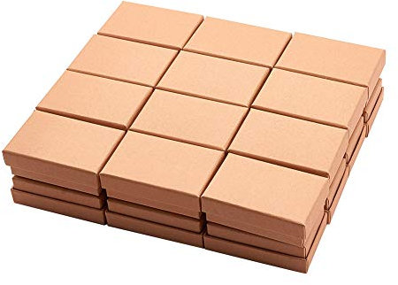UR URLIFEHALL Lot de 24 boîtes à Bijoux en Papier Kraft rempli d'éponge à l'intérieur de Papier cartonné pour Cadeaux Bijoux bagues 8 x 5 x 2,5 cm