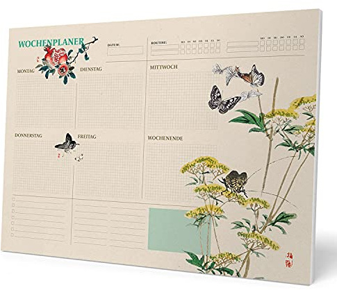 Grupo Erik Wochenplaner Tischkalender Block - Kalender Planer Japan auf Deutsch - Tischplaner A3 ohne festes Datum - Schreibunterlage