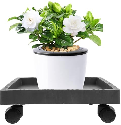 Cabilock Sottovasi Rettangolari Sottovasi Quadrati 50x50 di Forma di Vassoio su Ruote Fioriera Vassoio per Il Indoor Outdoor 29 * 29 * 10Cm Grigio Sottovaso Rettangolare con Ruote Sottovaso 50x50