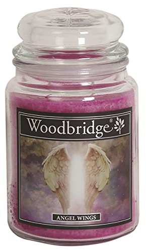 Woodbridge Große Duftkerze im Glas mit Deckel | Angel Wings | Duftkerze Patschuli | Kerzen lange Brenndauer | Raumduft für Zuhause | Kerze 2 Docht