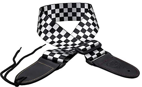 Gitarrengurt,verstellbare elektrische/akustische/Gitarre/Bass/Ukulele/klassische Gitarrengurte,hochwertiges PU-Leder und Polyester karierter Gitarrengurt