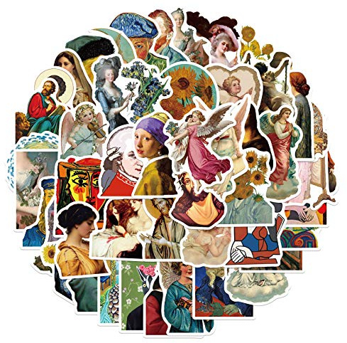 Painting Stickers for Water Bottles 50 pcs Waterproof Vinyl Art School Reward Prize Stickers for Water Bottles Laptop Luggage Skateboard, Painting Aesthetic Artist Stickers for Students Teens Adults