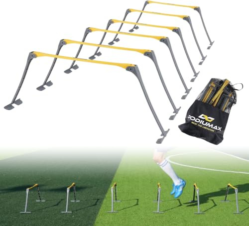 PodiuMax Agility Hürden Für Kinder 6 PCS, Klappbare Verstellbare Speed Hürden (15/22/30 cml) , Robuste ABS Hürden für das Fußball Training (Indoor & Outdoor) Inkl & Tragetasche