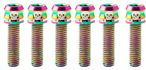 6 Pieces Titanium M6 Caliper Bolts Mountain Bicycle Bike Disc Brake Clamp Bolt with Gasket (M6 x 30mm,Multicolor)