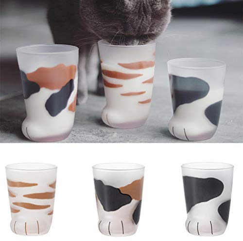 Bxyzan 1 Stück Süße Katzenpfoten-Glas-Tigerpfoten-Tasse, Büro-Kaffeetasse, Frühstücksmilch, Glastasse, (b)