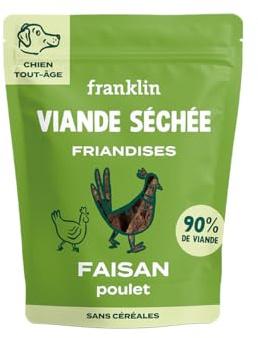 Franklin – Friandises pour Chien – Viande Séchée à Mâcher – Riche en Faisan et Poulet – sans Céréales – 100g