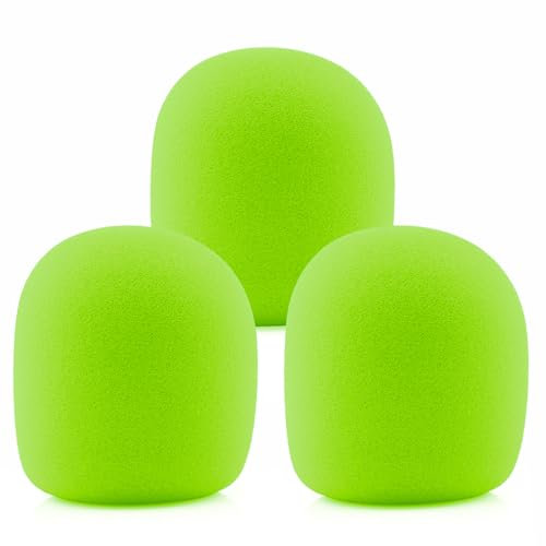 LEFXMOPHY SM58 Pop Filter，Mic Foam Replacement for Shure SM58 Vocal Microphone Windscreen, Green Noise-cancellation Windsock Cover 3-pack, LF-SM58-POP-FILTER-GREEN
