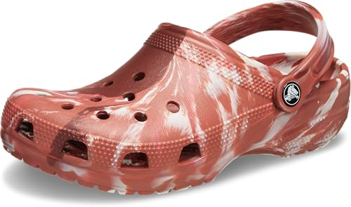 Crocs Unisex Adult Classic Marbled Tie-Dye Clogs, Dark Clay/Multi, 12 Women/10 Men