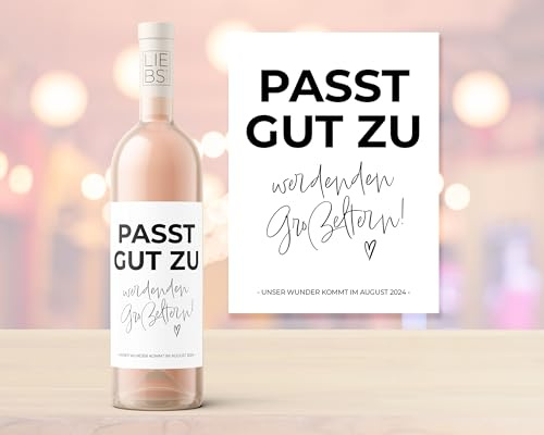 Weinetikett | Passt gut zu werdenden Großeltern | Personalisierung mit Wunschtext | Schwangerschaft verkünden | Geschenk | Oma | Opa