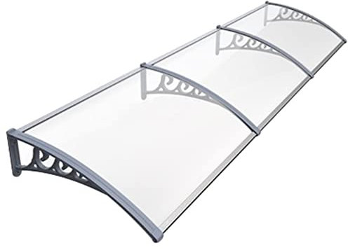 Vordach für Vordertür, große Veranda-Markise, Gebogene Tür, Fenster, Regenschutz, transparente Halterung aus Polycarbonat und PP für Regenschutz im Freien, Sonnenschutz (Farbe: transparent, Größe: