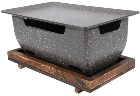 Im Japanischen Stil, 24,9 X 12,4 X 14,7 Cm, Tragbarer Holzkohlegrill aus Maifan-Stein mit Holztablett, Tischgrill-Werkzeug für Outdoor, Camping, Reisen, Garten, Zuhause