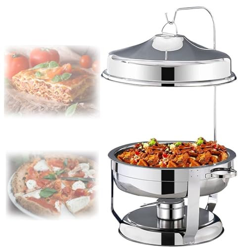 4.5L&9L Chafing Dish Buffet Set, Stainless Steel Buffet Warming Stove with Fuel Stove, Catering Buffet Warming Container Set with Hanging Cover, Includes Food Pan, Water Pan, for Party, Hotel