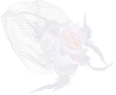 DEARMAMY Hochzeitsblumen Kurzes Netz Schleier Mit Tüll Braut Schleier Für Teeparty Elegantes Haarschmuck Accessoire Für Damen Champagnerfarben Handgemacht Für Hochzeiten Feste Und