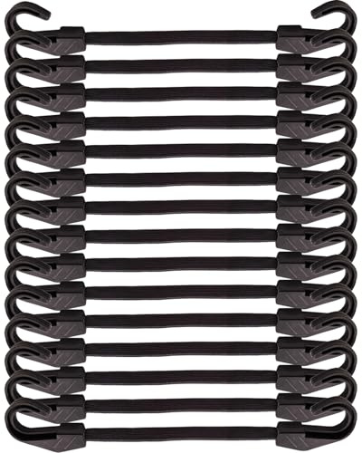 BINCKIN Expander mit Haken 30 cm, 15 Stück Spanngummi mit Haken, Gummispanner mit Haken, Planenspanner mit Haken Kurz, Spannseil für Poolabdeckung, Planen, Netze, Banner, Camping, Schwarz