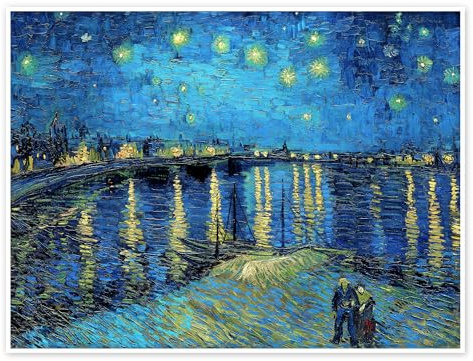 Posterlounge Sternennacht über der Rhône Poster | 70 x 50 cm von Vincent van Gogh Blau Wandbilder Wanddeko