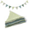 cobee Guirlande de fanions pour chambre d'enfant - Longueur : 286 cm - Décoration de chambre de bébé - Tissu en mousseline de coton - Guirlande de fanions - Guirlande d'anniversaire multicolore -