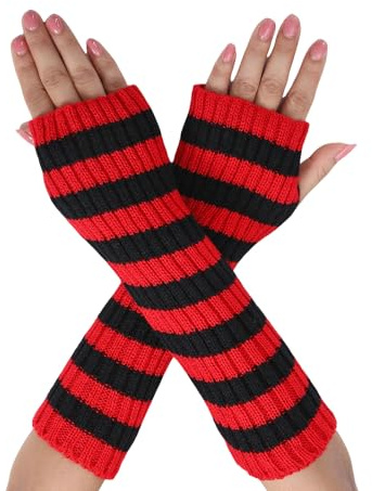 Suxgumoe Women Arm Warmers, Knitted Long Sleeve Fingerless Gloves Mittens Winter Wrist Warmers with Thumb Hole for Ladies Girls