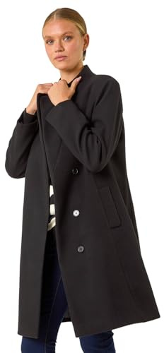 Roman Originals Tailored Funnel Neck Pocket Detail Coat for Women UK - Ladies Everyday Autumn Winter Comfy Soft Evening Vacation Work Party Night Out