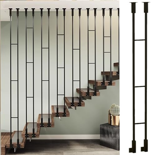 Barandilla de escalerametálicos Kit De Postes/barandillas De Escalera De Hierro Forjado Para Interiores, Balaustrada Cuadrada Para Escalera De Ático, Columna De Barandilla Metálica Vertical De Repuest