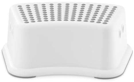 Zopper Sturdy Non-Slip Step Stool for Bathroom, White and Grey Toilet Step in for Kids, Multiuse Booster Step, Toddler Potty Training