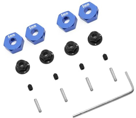 LIXSAZSE Supporto esagonale per ruota per veicoli su strada in lega di alluminio di granito Forti 4 pezzi Accessori per auto RC Parti di ricambio Parte di aggiornamento RC, blu scuro