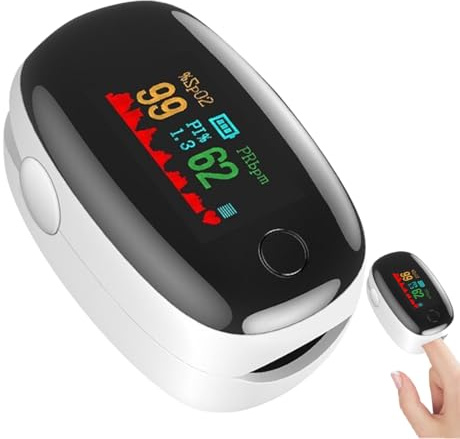 Tomedeks 1 Pezzo Unità pulsossimetro, Saturimetro da dito professionale certificato, Dispositivo di saturazione dell'ossigeno nel sangue, Pulsossimetro digitale ad alta precisione (bianco)