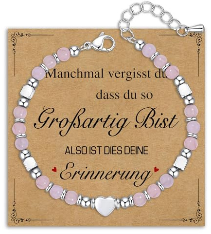 Damen Armband Perlenarmband Silber Edelstahl, Natürlichen Heilsteine Armbänder Edelstein Geschenke für Frauen Mädchen Armbander Geburtstagsgeschenk Schmuck