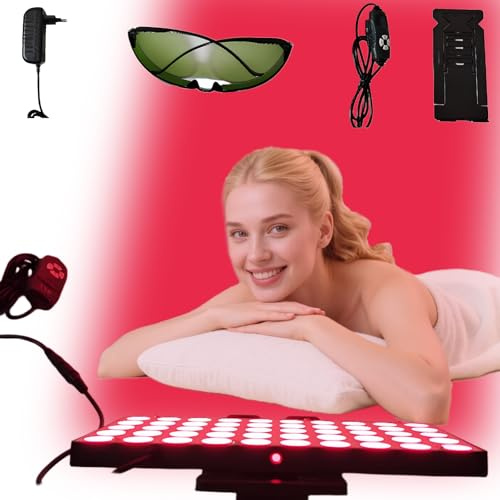 Lampe de thérapie par lumière rouge 30 W, 100 LED, double longueur d'onde 660 nm et 850 nm, panneau infrarouge proche avec support réglable, 5 niveaux de luminosité et minuterie pour soulager la