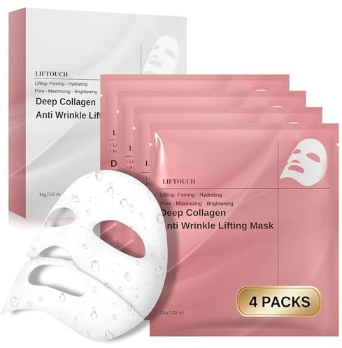 Liftouch Korean Overnight Collagen Face Mask (4 PACKS) - Hydrating Deep Collagen Mask for Women - Anti-Aging Bio-Collagen Real Deep Mask - Glass Skin Facial Treatment