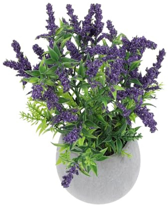 TOYANDONA Künstliche Lavendel Topfpflanze als Realistischer Blumenbonsai | 1 Stück, Kunststoff und Pulp, Pottiert, Hauswarmgeschenk, Schreibtisch, Home Dekoration