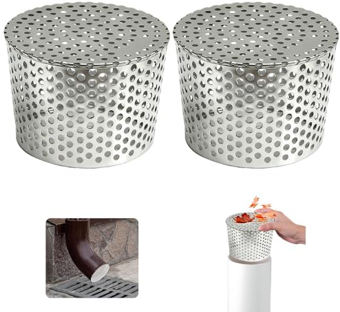 Filtres De Gouttière en Acier Inoxydable,Lot de 2 Crapaudine de Gouttière 110-125mm,Grille Protection Gouttiere Anti Feuille Mailles,Filtre de Gouttière pour Éviter les Blocages