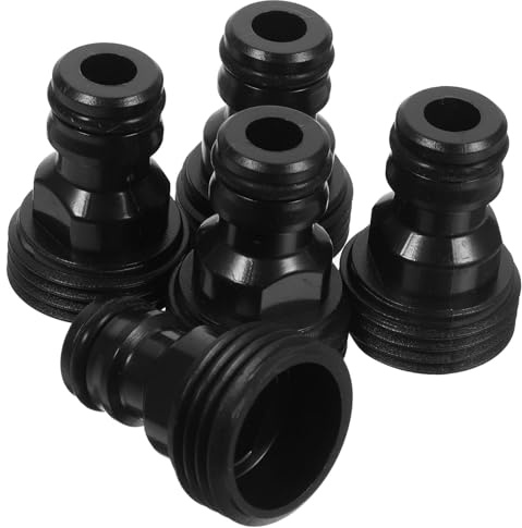 Housoutil 5Pcs Black Hose Adapter Water Inlet Quick Connect Fittings for Washing Machine Faucet Hose Connector Coupler Compatible with Water Supply