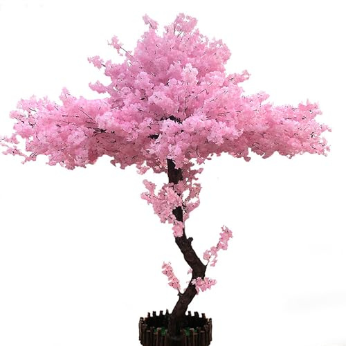 Cerisier Japonais Artificiel avec Fleurs Roses, Centre de Table en Cerisier Japonais Artificiel, Arbre À Souhaits pour Décoration Intérieure Et Extérieure(Round,H2m/59in)
