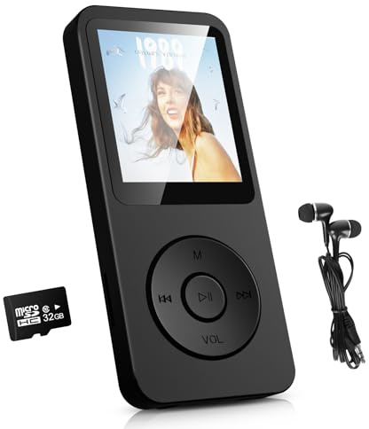 32GB MP3 Player - Bluetooth 5.3 mit 1.8 TFT Farbbildschirm mit Kopfhörer HiFi Musik Kinder MP3-Player mit Lautsprecher