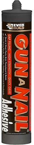 Everbuild Gun A Nail – High Strength Building Adhesive – Solvent-Free – Gap Filling – Quick Grab – White – 290ml Cartridge