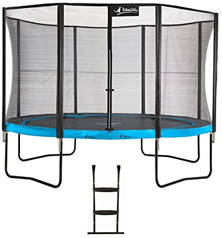 Kangui - Trampoline de jardin PUNCHI ATOLL avec échelle - Bleu et noir - Ø300cm - 360cm - 430cm