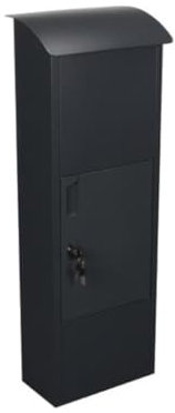 Perel Buzón de Paquete de Helsinki, instalación Gratuita, con Soporte de Nombre, 2 Teclas, Dimensiones (H x W x D) 105.3 x 39 x 24 cm, Negro