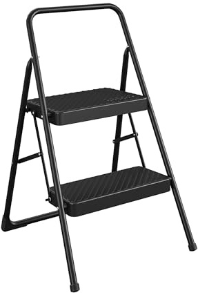 Cosco Lightweight Two Step House Step Stool for Easy Reaching and Cleaning - Non-Marring Leg Tips, Slip Resistant Steps, Stable Rear Leg Support