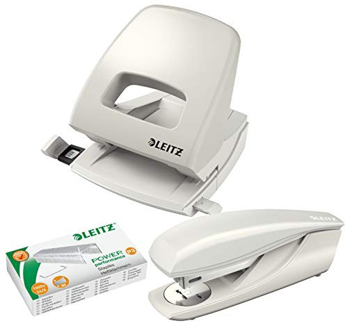 Leitz Heftgerät, 30 Blatt, Grau, Ergonomisches Kunststoffgehäuse, Inkl. Heftklammern, New NeXXt, 55000085 (grau | set)