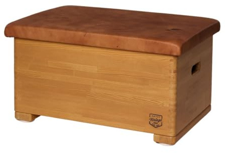ARTZT Vintage Series Sprungkasten aus Nadelholz und Kernrindsleder | Turnkasten & Springbock für Sprungtraining | auch als Sitzmöbel | Made in Germany | 70 x 50 x 40 cm, 17,1 kg
