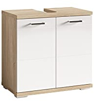 byLIVING Waschtischunterschrank Nebraska, 2-türig, B 60, H 59, T 31,5 cm | stehender Waschtischunterschrank, in Sonoma Eiche Hochglanz Weiß