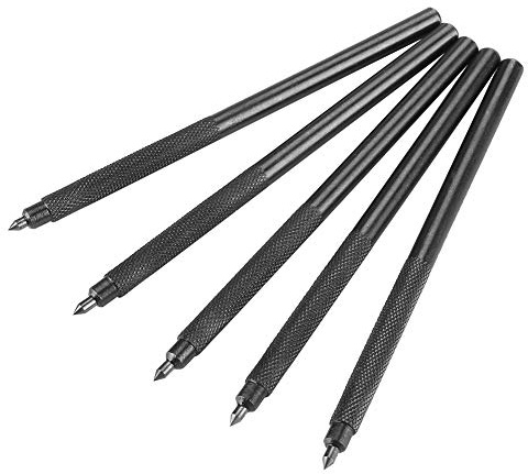 Pointe a tracer metal, Pointe a tracer tungstene, Lot de 5 outils à tracer en carbure de tungstène avec pointe en carbure pour plaque en céramique/métal/verre