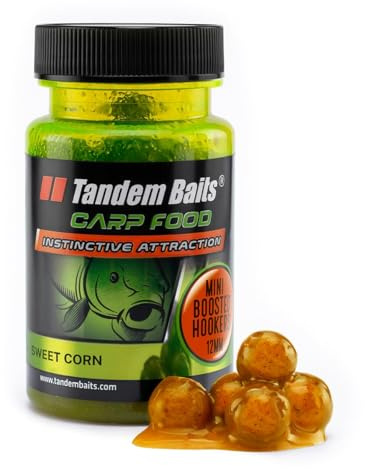 Tandem Baits Carp Food Mini Boosted Hookers - Maíz azucarero | Comida para carpas, pesca sin esfuerzo | Cebo para pesca de peces grandes | Alimento de pesca 12 mm 50 g